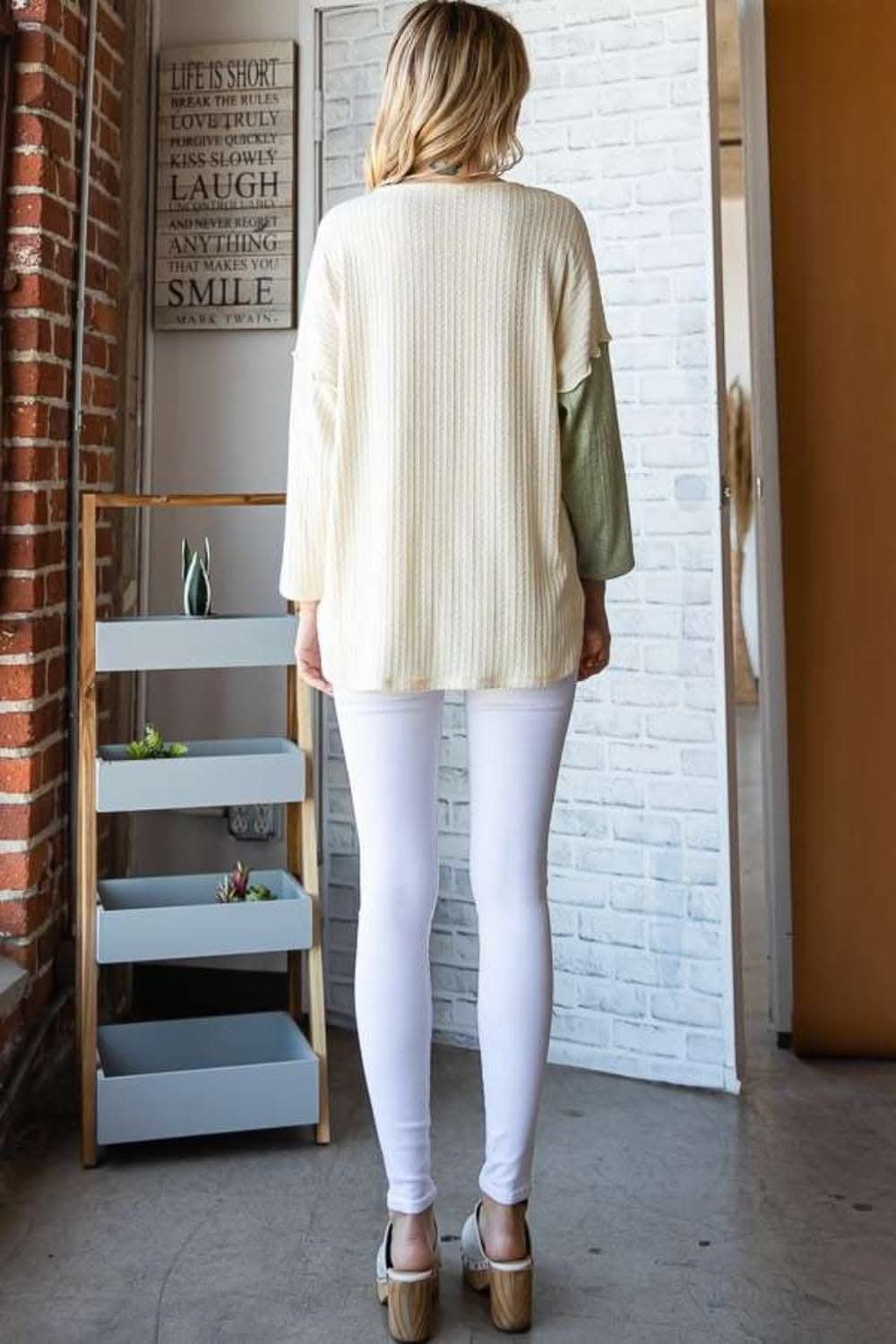 Culture Code Color Block Round Neck Dropped Shoulder Blouse - Love Salve